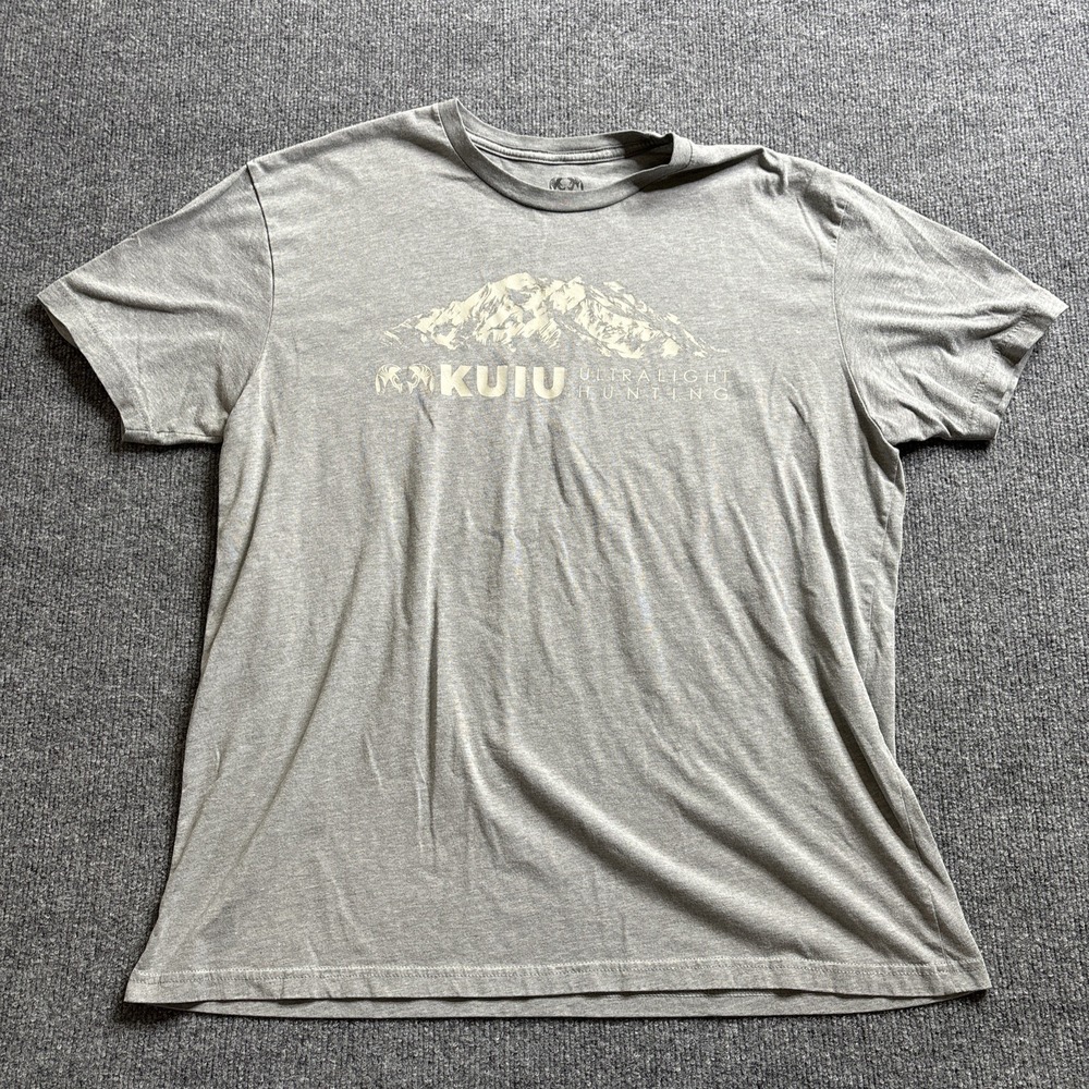 KUIU Ultralight Hunting T-Shirt Men's Size XL Light Gray Graphic Tee Logo